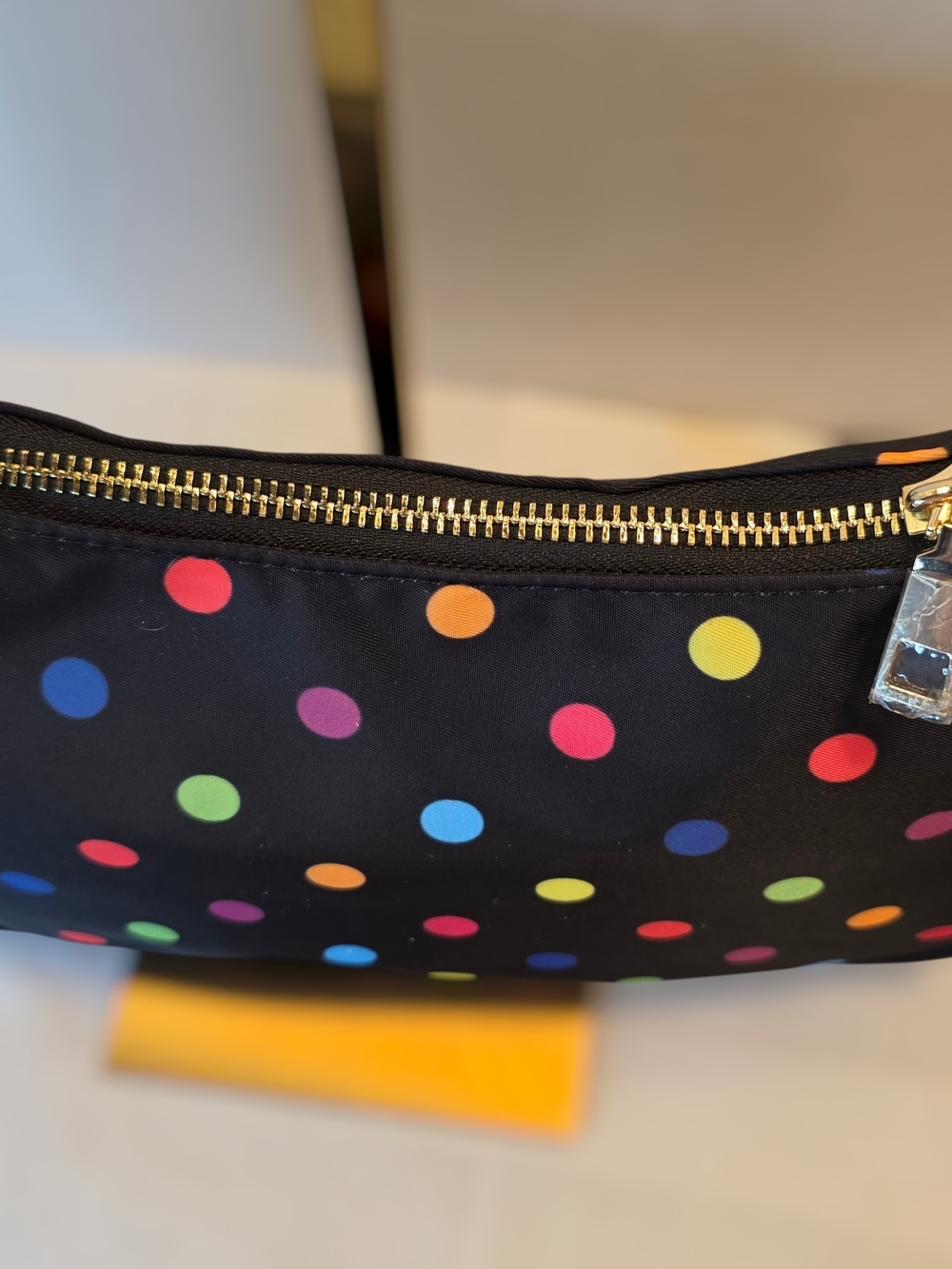 Black and Colorful Polka Dot Shoulder Bag with Gold Chain Strap  NWT - Picture 5 of 7